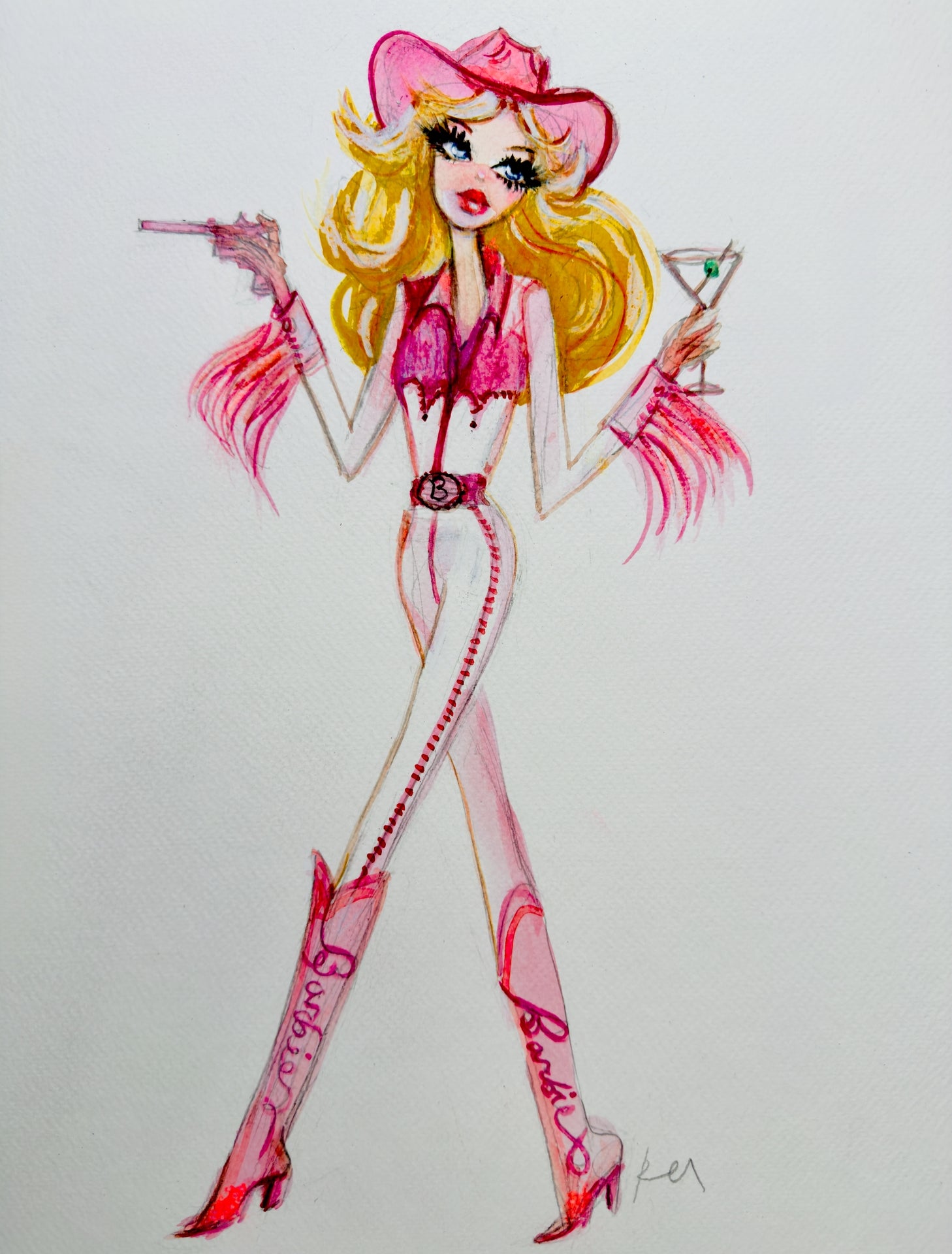 Western Barbie Print