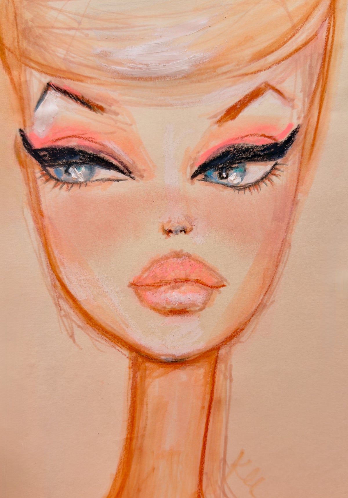 Sketchy Peachy Barbie Print