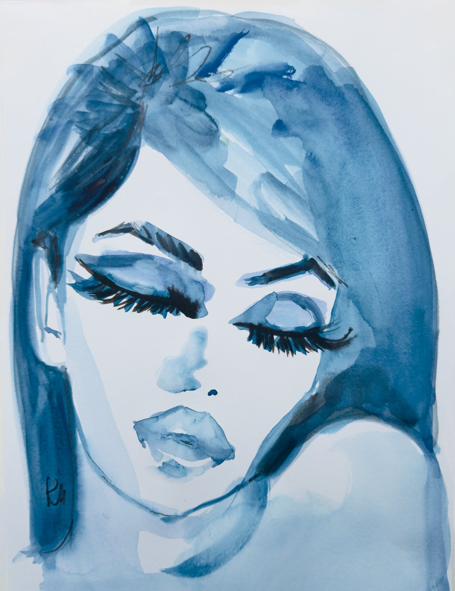 Blue Retro Glam Print