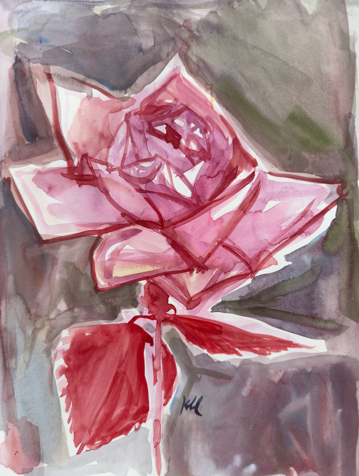 Mauve Grey Rose Print