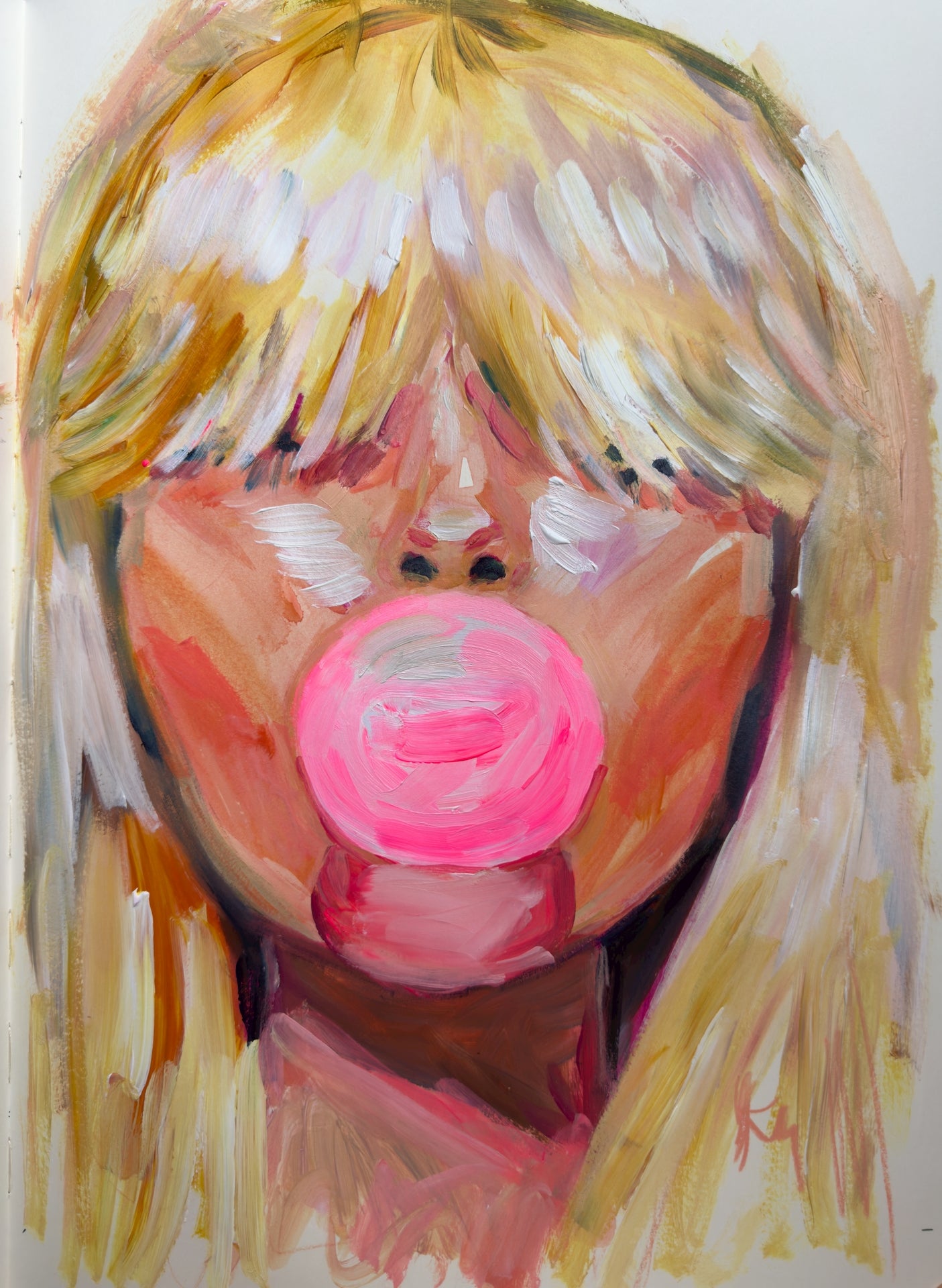 Blonde Bangs Bubble Print