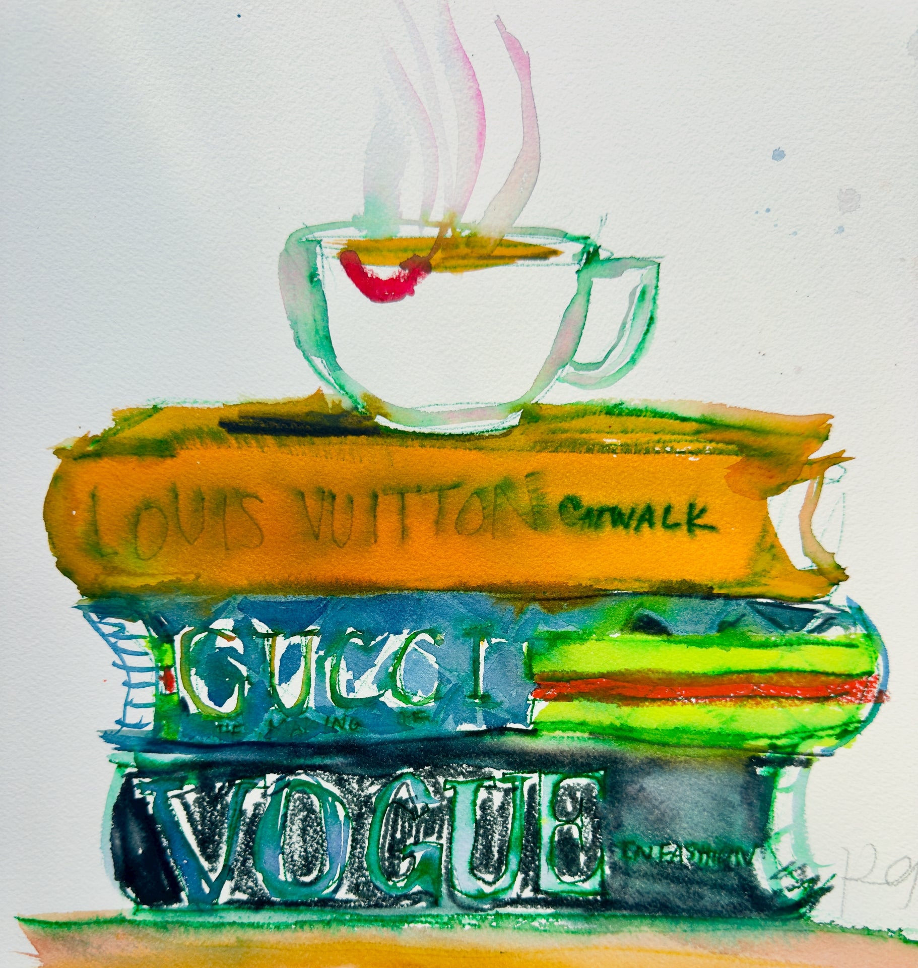 Fashion Books and Coffee Print