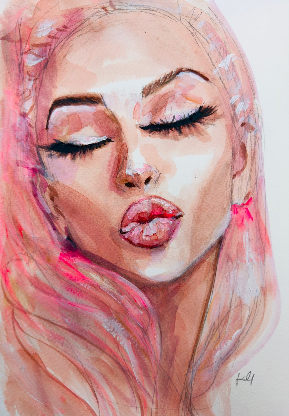 Pink Kissy Face Print