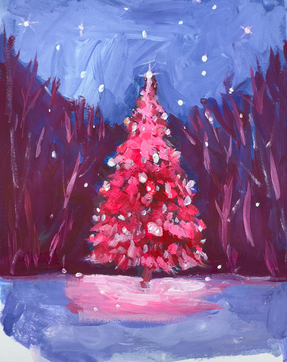 Red Christmas Tree Print