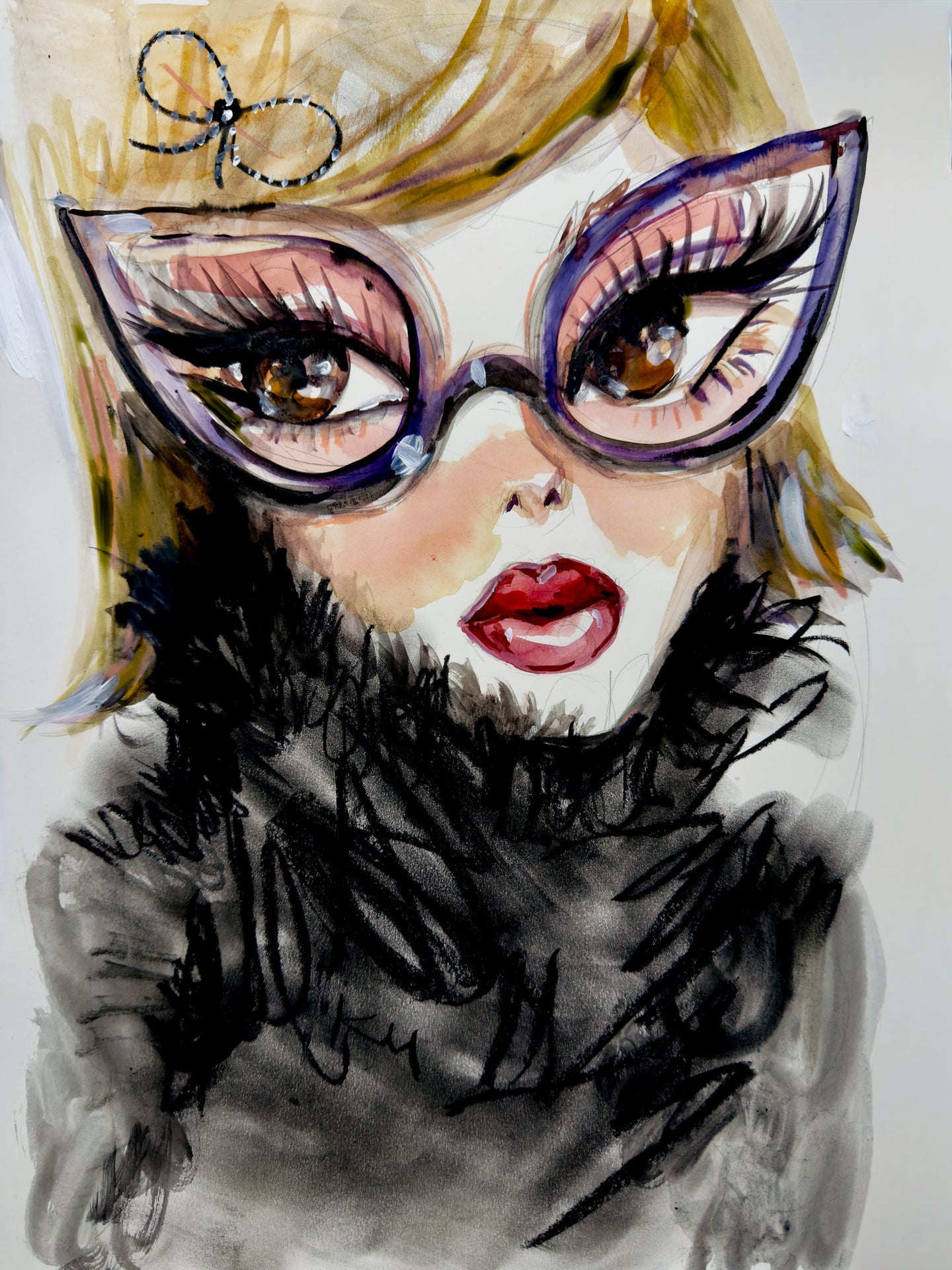 Black Fuzzy Sweater Print