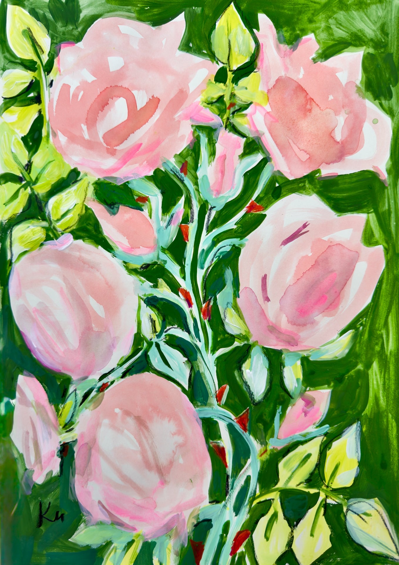 Green Roses Print